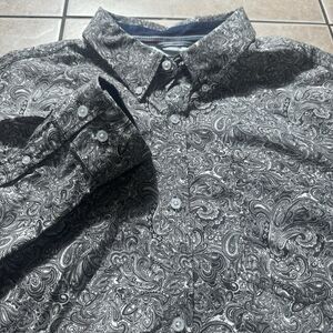 Cody James Men’s XL Paisley Black White Button Up Western Shirt Long Sleeve